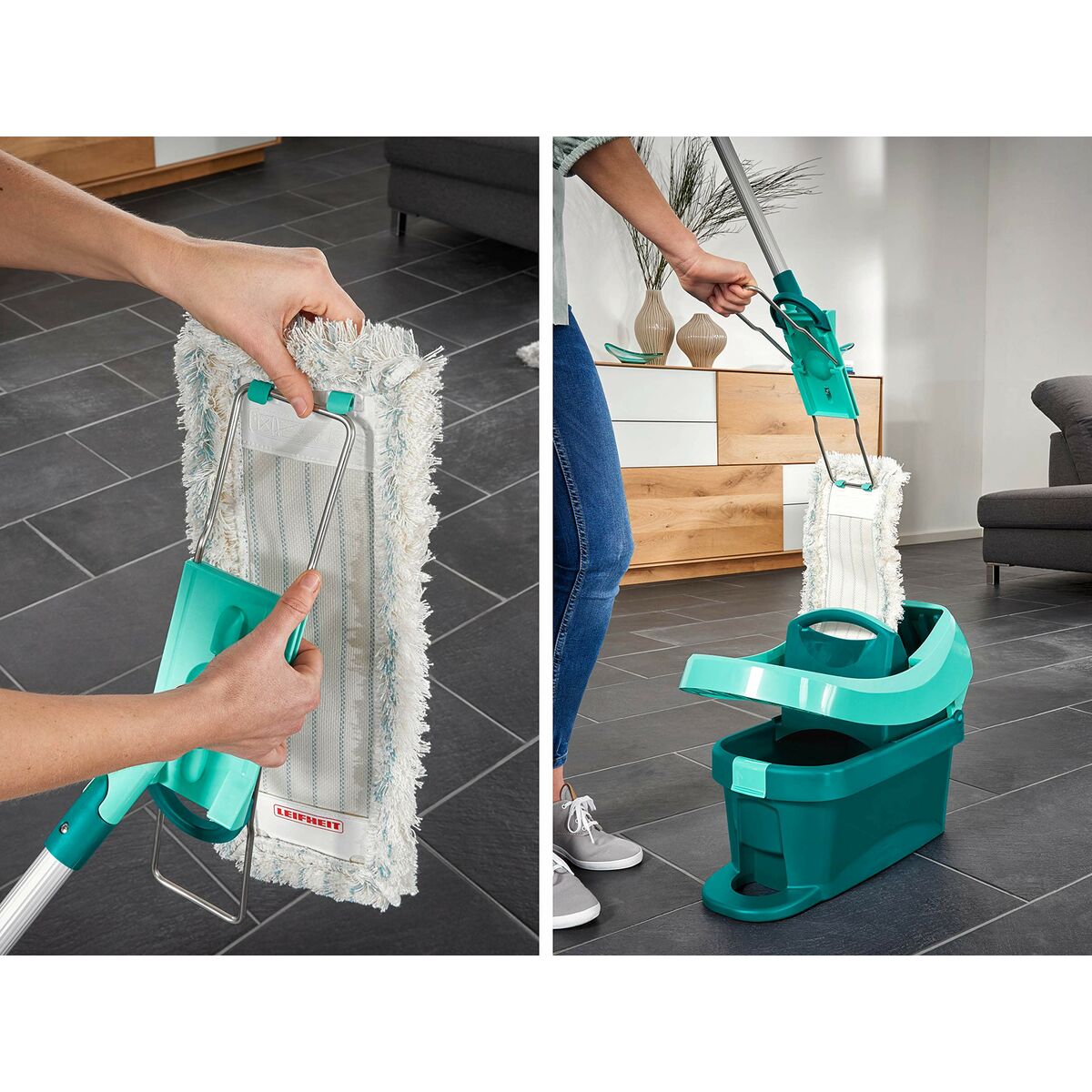 Fregona Leifheit Profi Cotton Plus Blanco Gris Turquesa