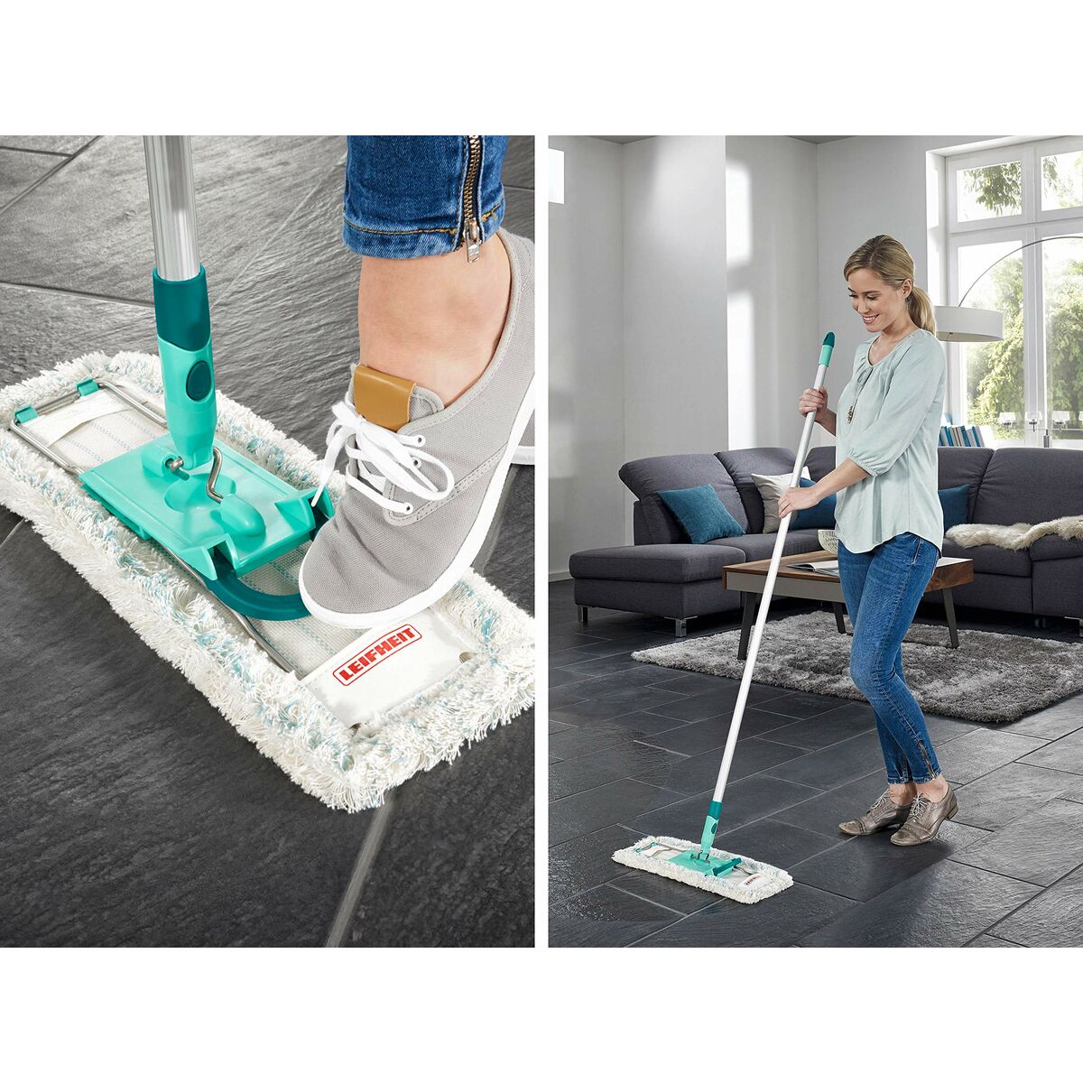 Fregona Leifheit Profi Cotton Plus Blanco Gris Turquesa