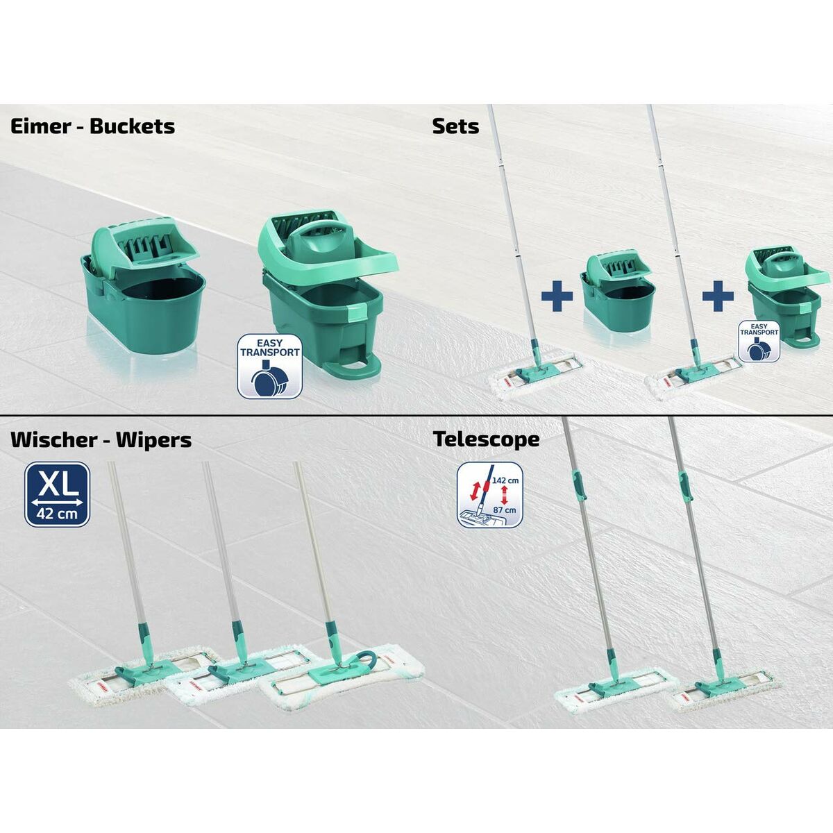 Fregona Leifheit Profi Cotton Plus Blanco Gris Turquesa