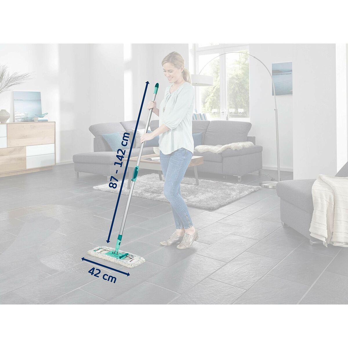 Fregona Leifheit Profi Cotton Plus Blanco Gris Turquesa