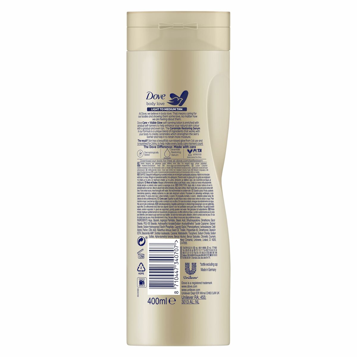 Autobronceador Corporal Dove VISIBLE GLOW 400 ml