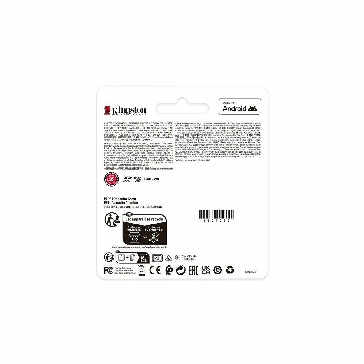 Tarjeta de Memoria Micro SD con Adaptador Kingston SDCS3/64GBSP 64 GB