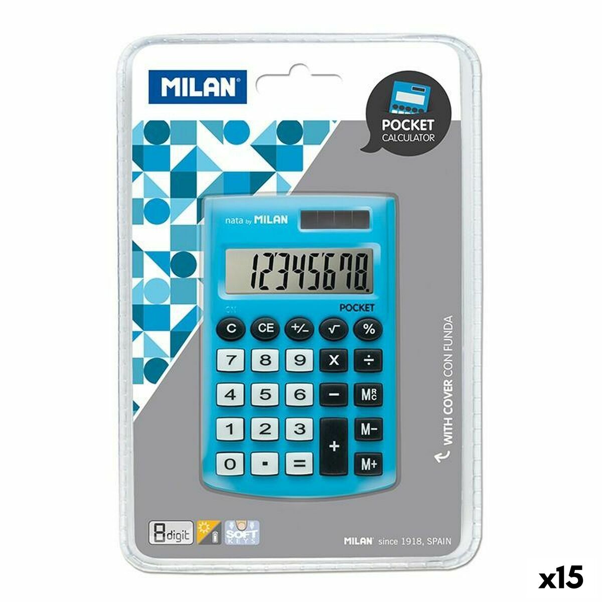 Calculadora Milan POCKET Azul 9,7 x 6,2 x 0,8 cm (15 Unidades)