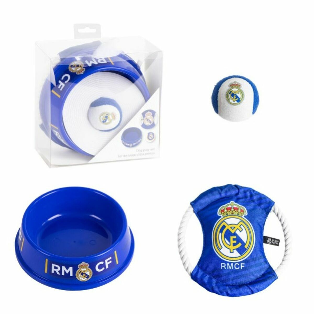 Set de Regalo de Bienvenida para Perros Real Madrid C.F. Azul 21,0 x 21,0 x 8,8 cm 3 Piezas