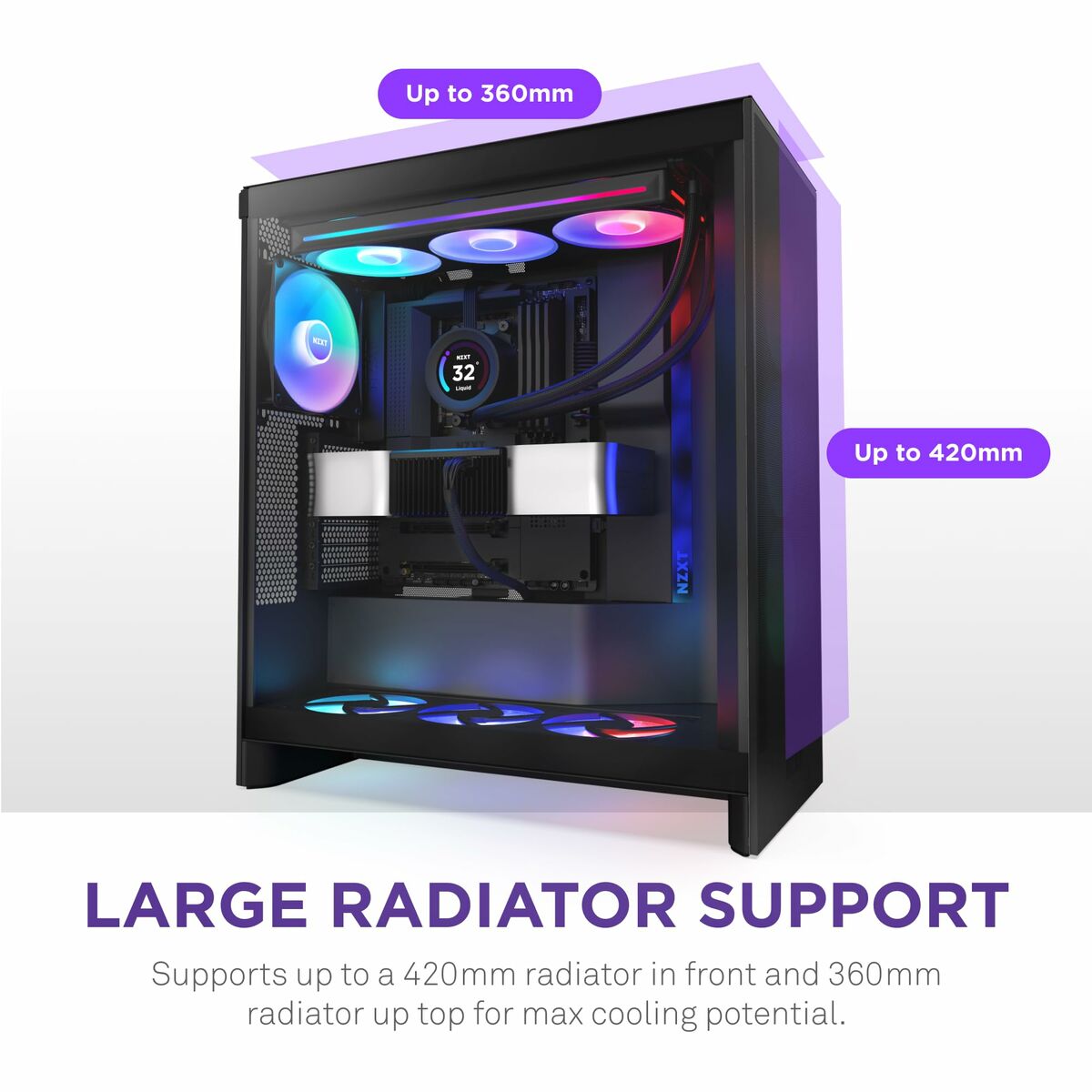Caja Semitorre ATX NZXT H7 Flow RGB Midi Negro