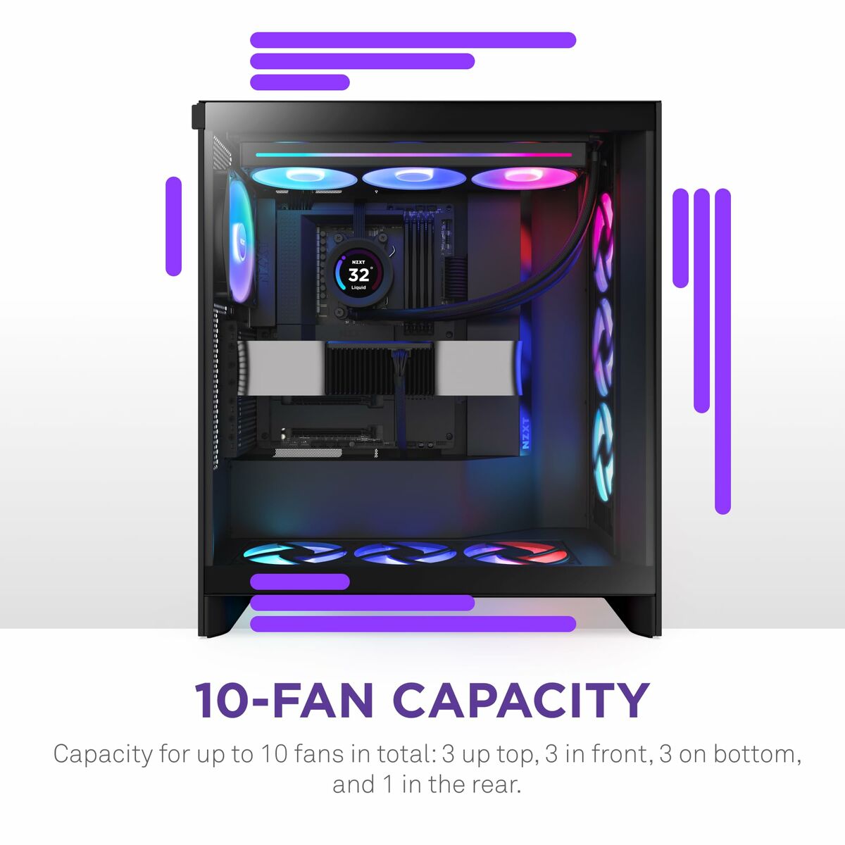 Caja Semitorre ATX NZXT H7 Flow RGB Midi Negro