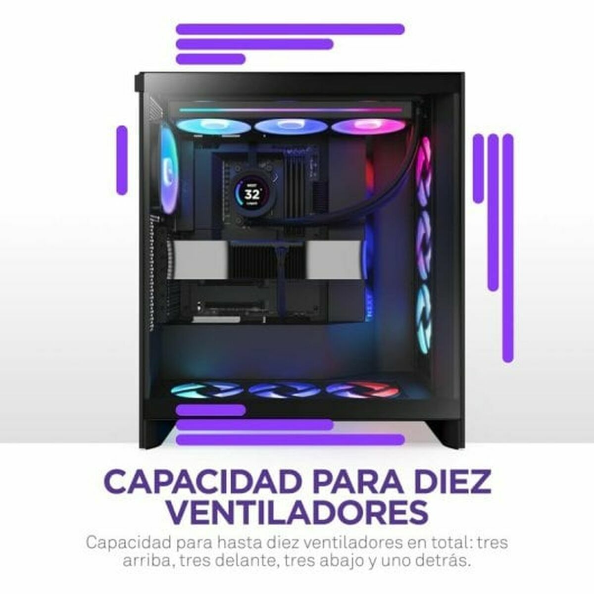 Caja Semitorre ATX NZXT H7 Flow RGB Midi Negro
