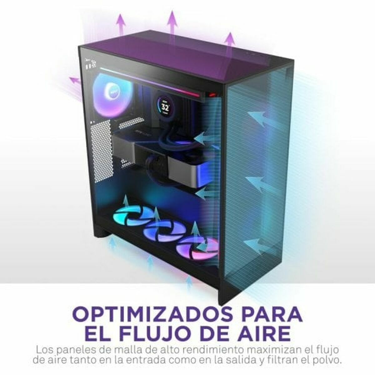 Caja Semitorre ATX NZXT H7 Flow RGB Midi Negro