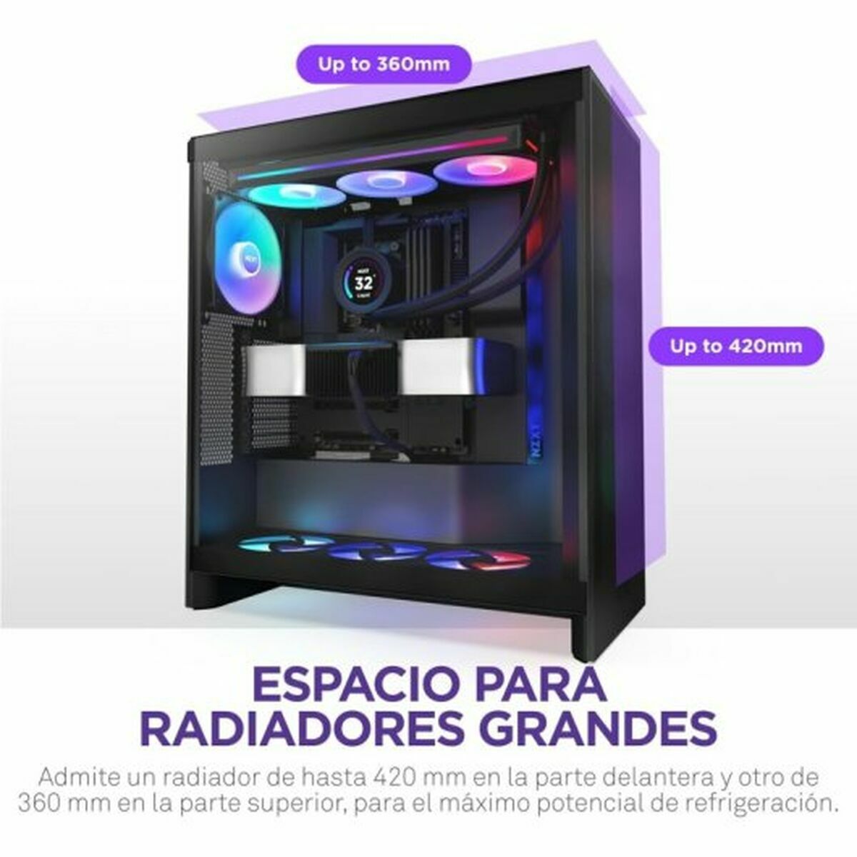 Caja Semitorre ATX NZXT H7 Flow RGB Midi Negro