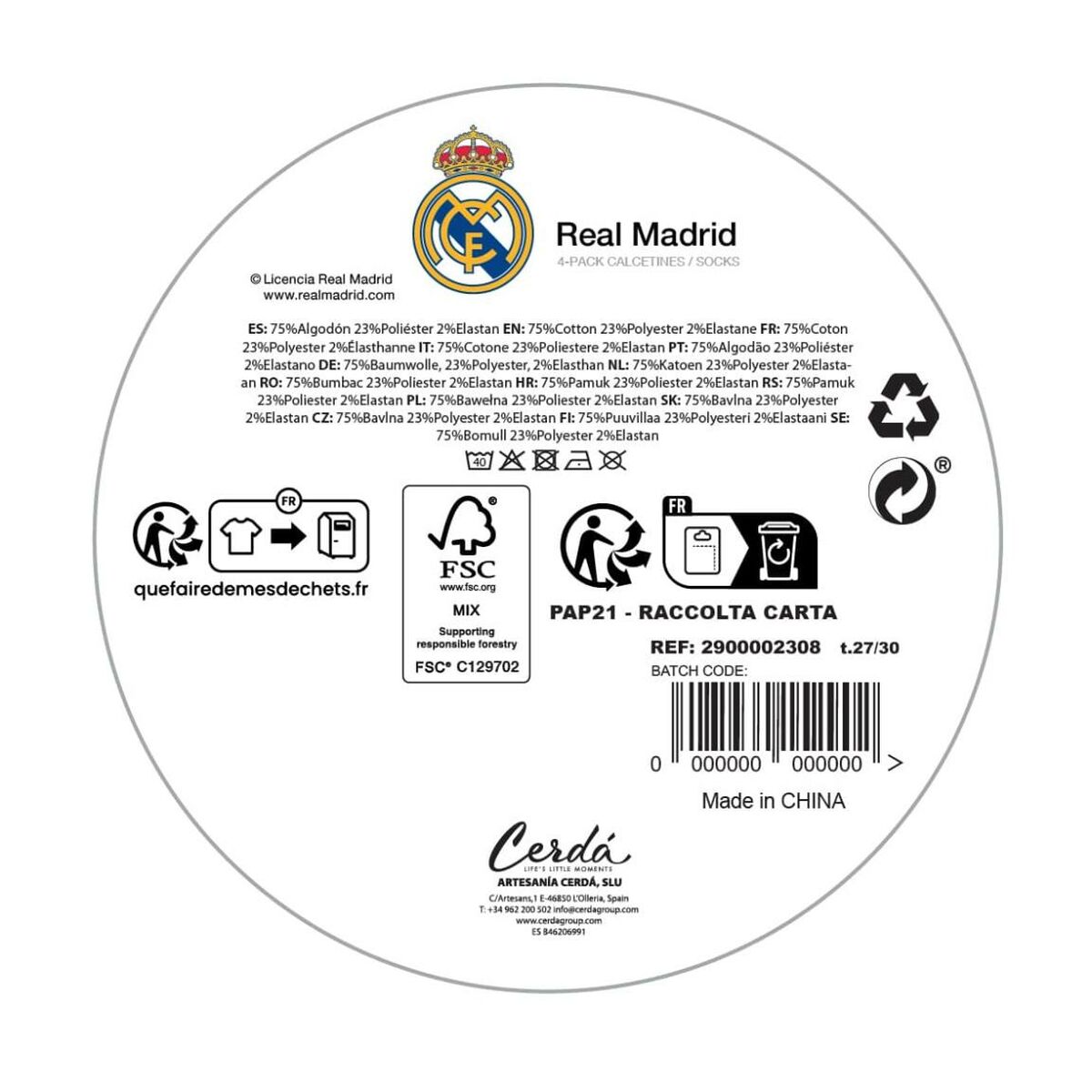 Pack de calcetines Real Madrid C.F. Multicolor 4 Piezas