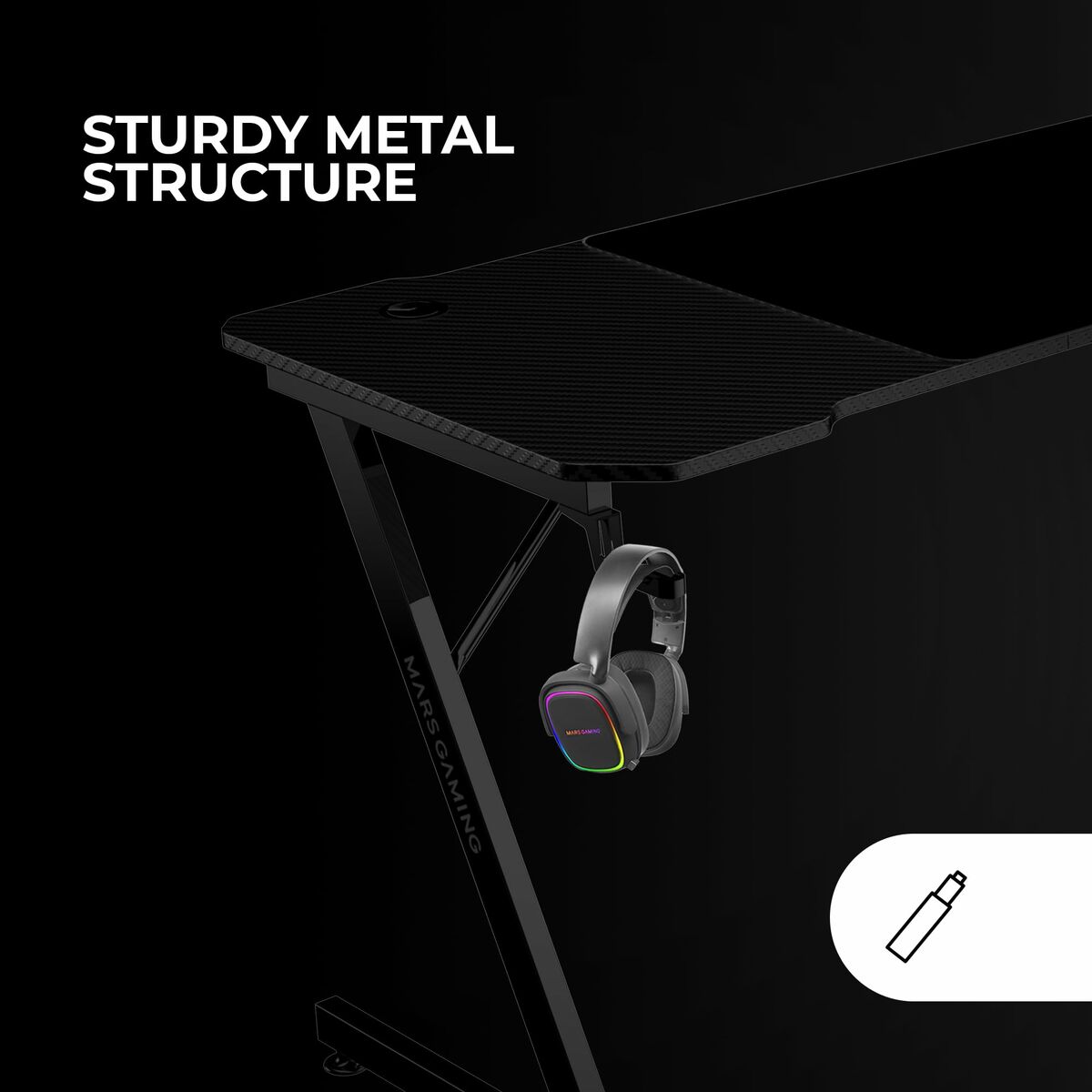 Mesa de Escritorio Gaming Mars Gaming ERGO Negro 160 x 60 cm