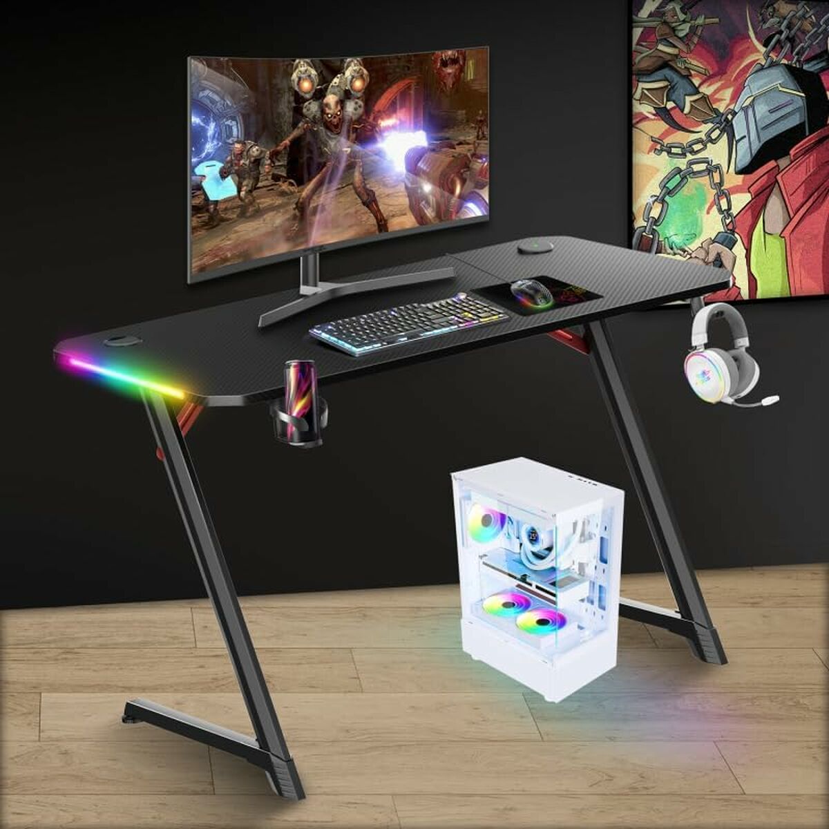 Mesa de Escritorio Gaming Spirit of Gamer Headquarter 250 Negro