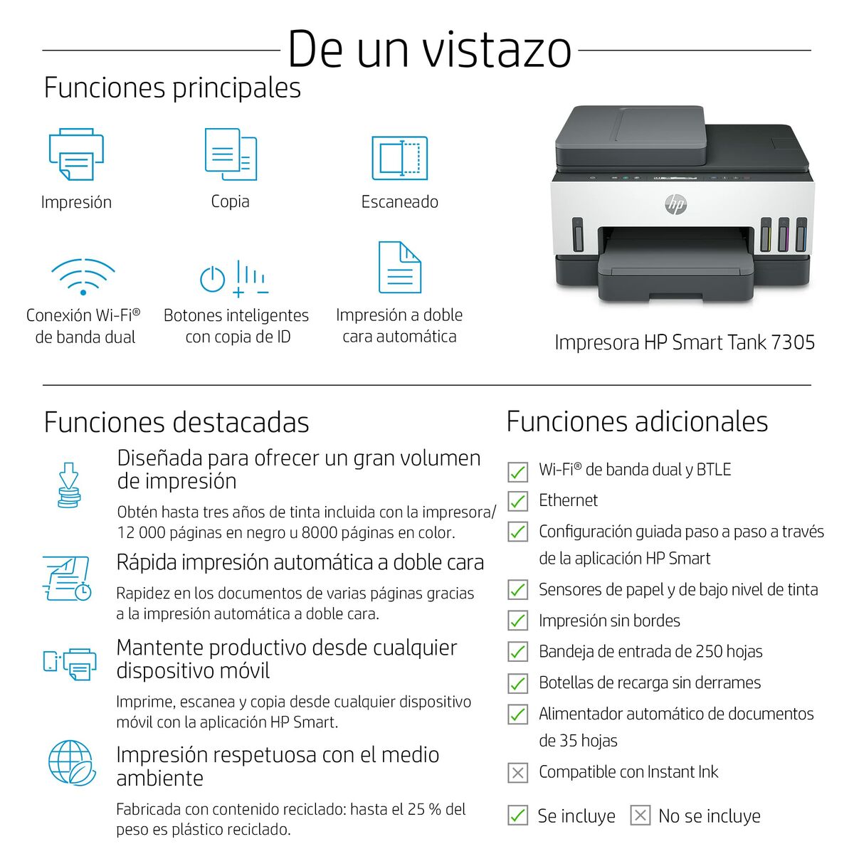 Impresora Multifunción HP Smart Tank 7305