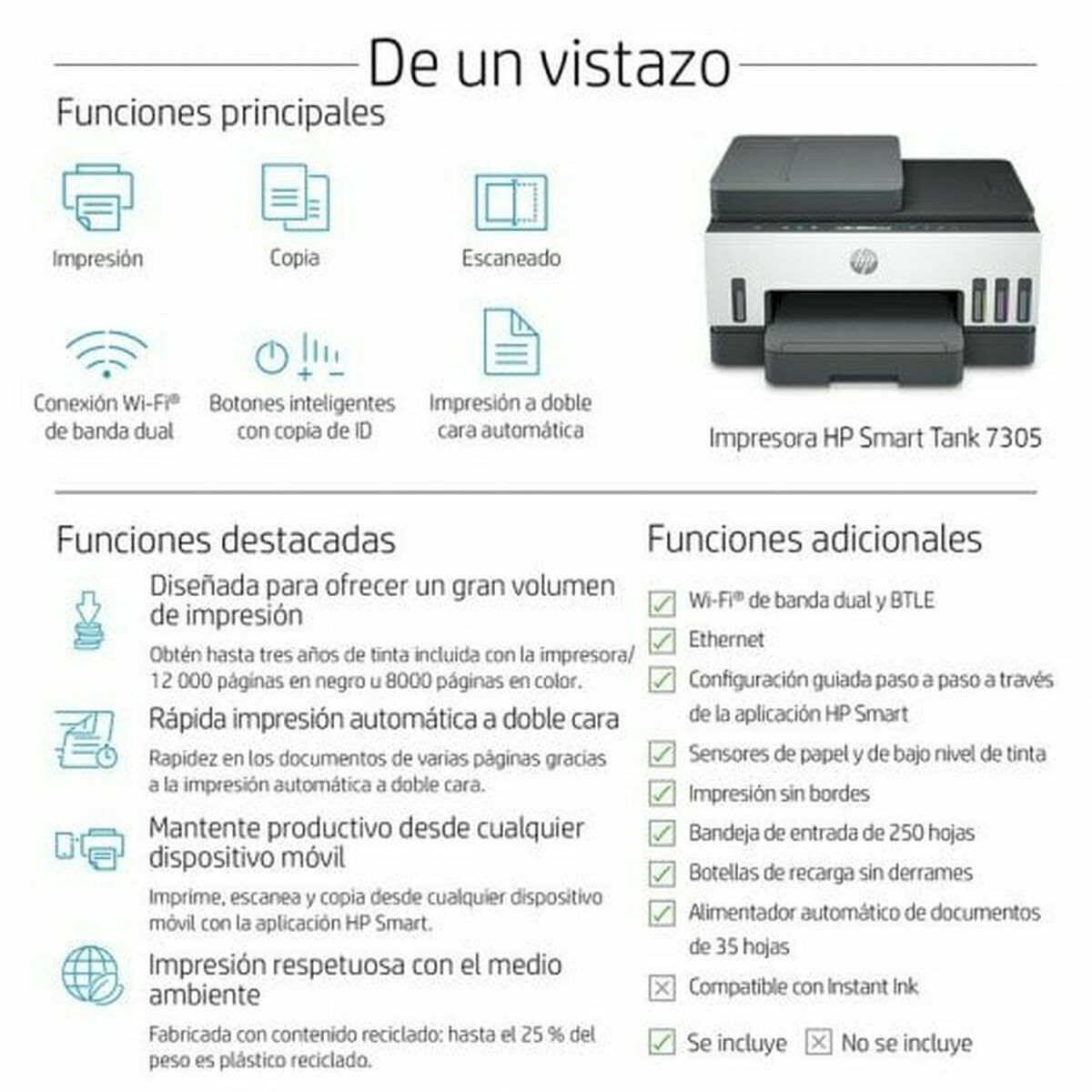 Impresora Multifunción HP Smart Tank 7305