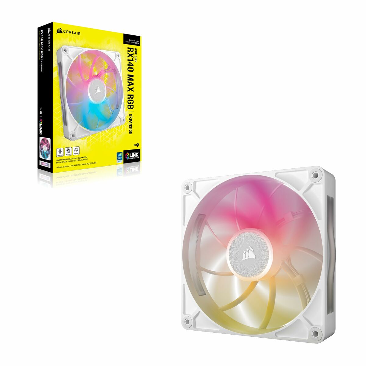 Ventilador de Caja Corsair CO-9051039-WW iCUE LINK RX140 RGB Max White (1 unidad)