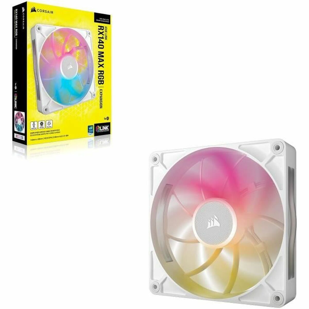 Ventilador de Caja Corsair CO-9051039-WW iCUE LINK RX140 RGB Max White (1 unidad)