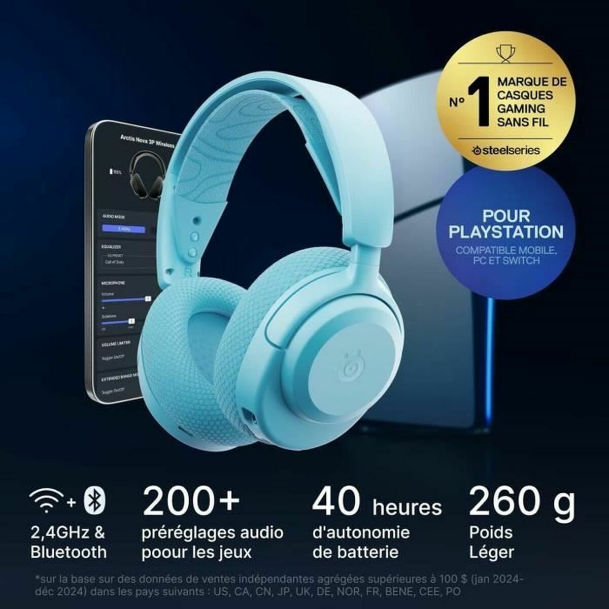Auriculares SteelSeries Arctis Nova 3PW Agua