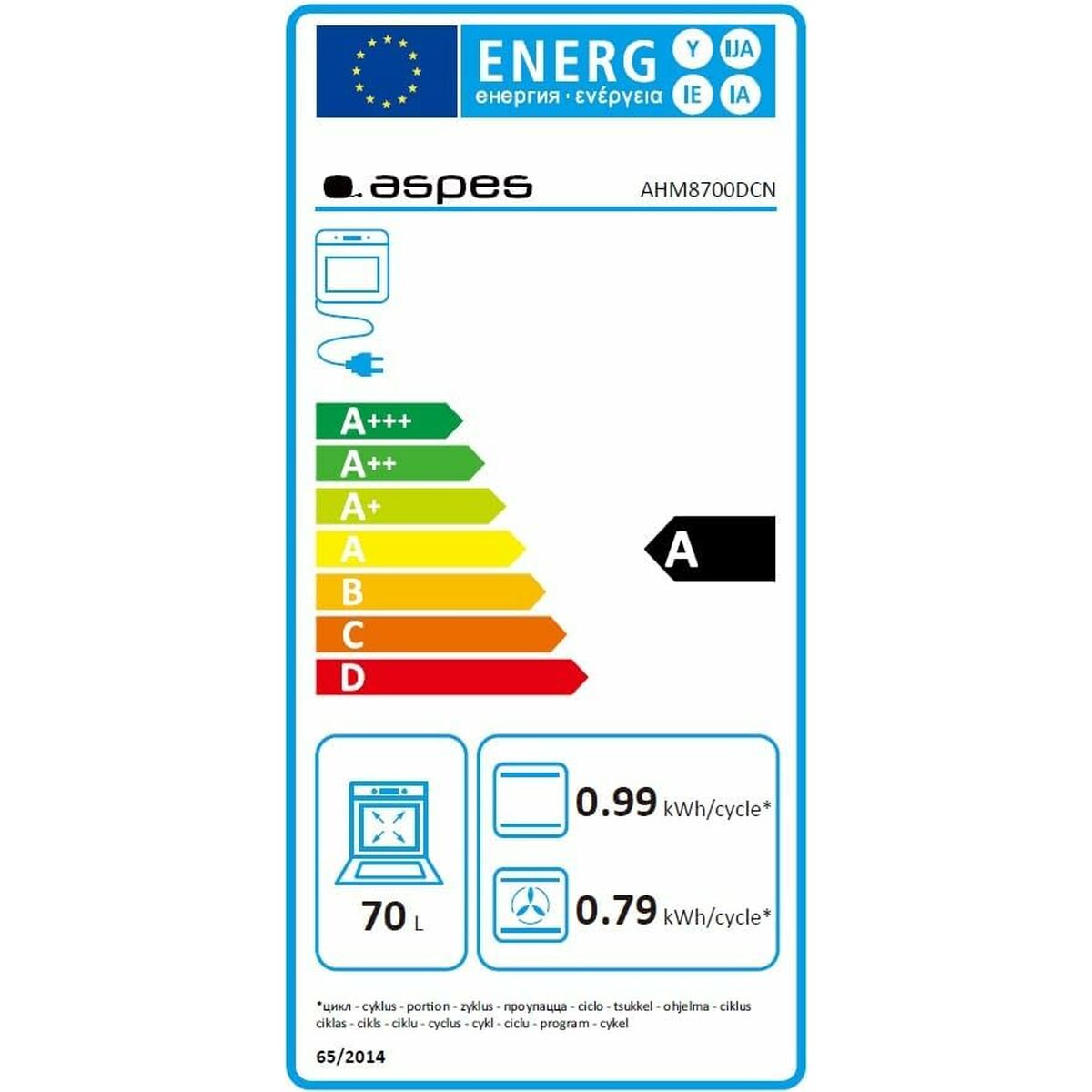 Horno Aspes AHM8700DCN 3570 W 71 L