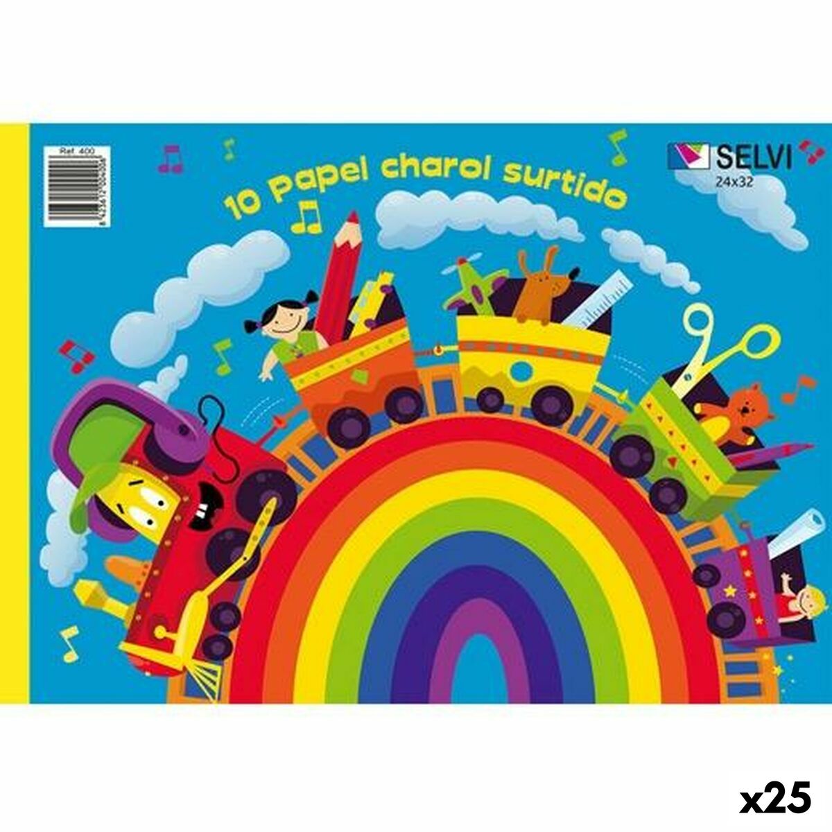 Papel Charol SELVI Multicolor 24 x 32 cm (25 Unidades)