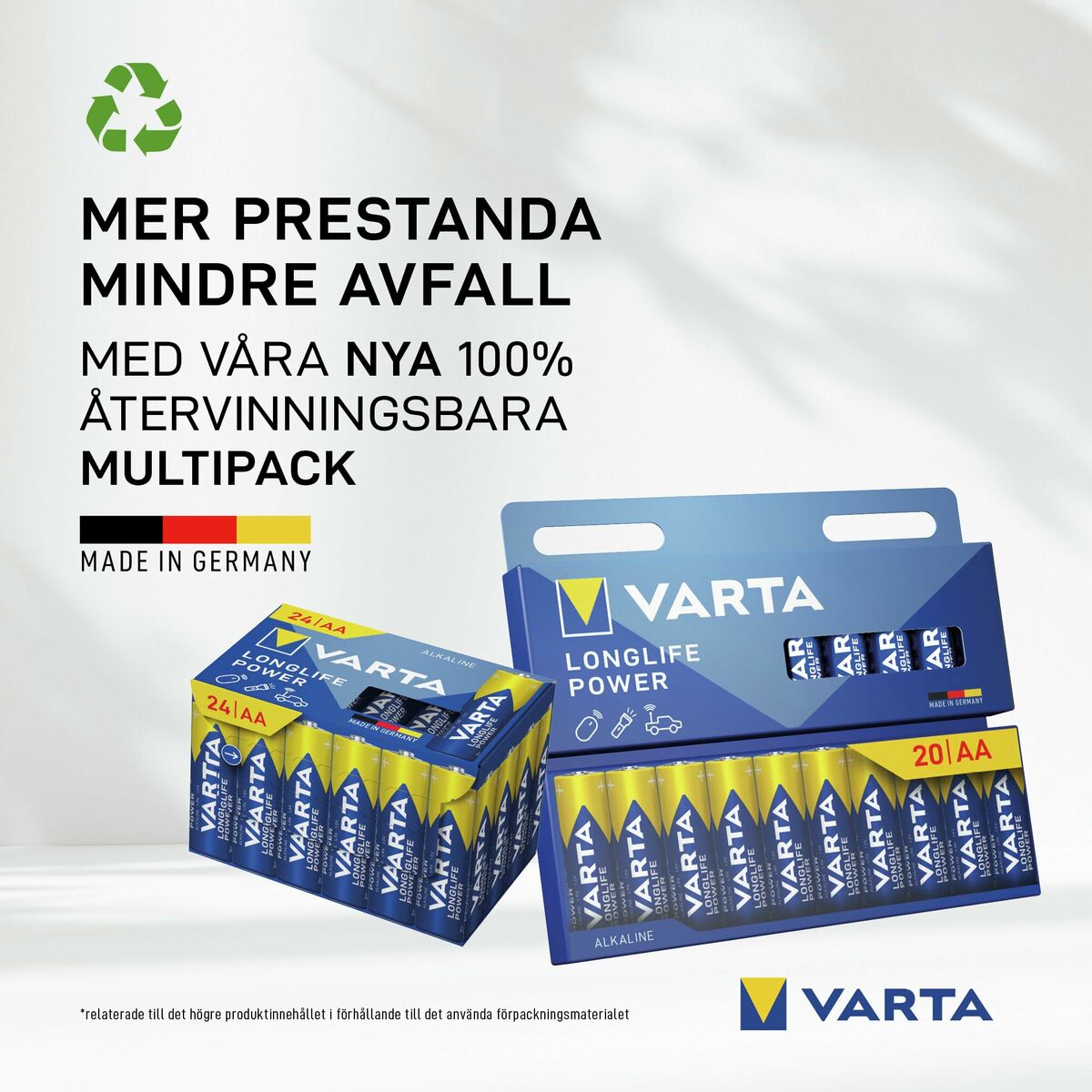 Pilas Varta alkalina longlife power aa - lr06 1,5 V AA LR06 (24 Piezas) (24 Unidades)