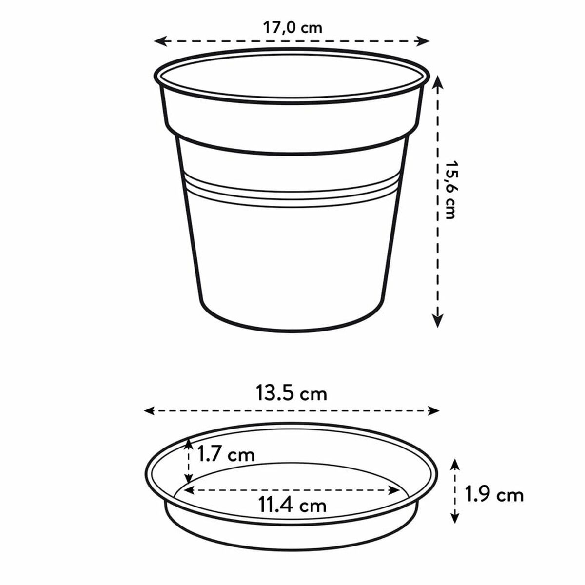 Maceta Elho Negro Plástico Redondo
