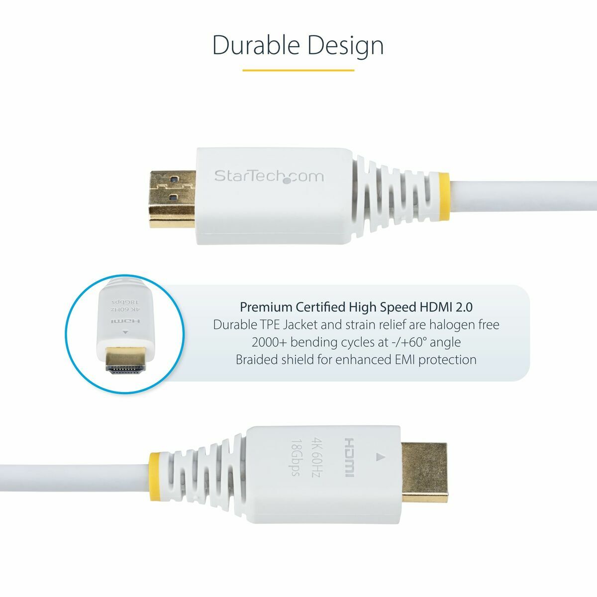 Cable USB Startech HDMI2-CABLE-4K60-10W Blanco 3 m