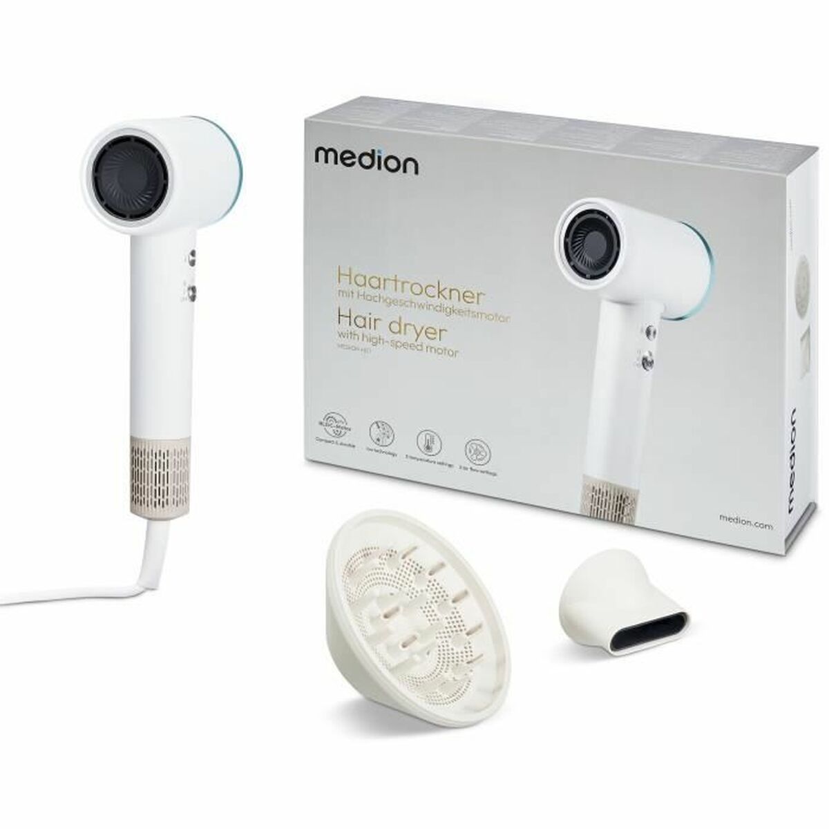 Secador de Pelo Medion Blanco 1600 W