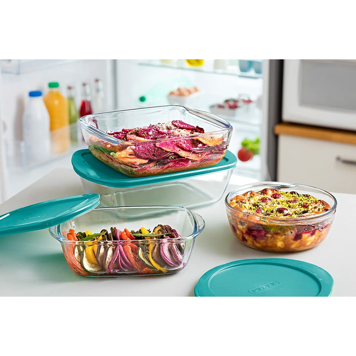 Bandeja para Horno Pyrex Cook & Store 2,5 L 1,1 L 0,4 l Verde Rectangular 3 Piezas