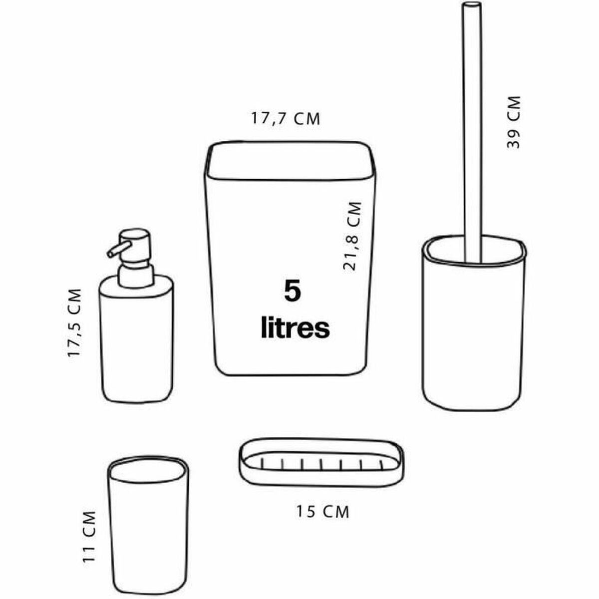 Set de Baño TODAY HOY Azul Plástico Moderno (5 Unidades)