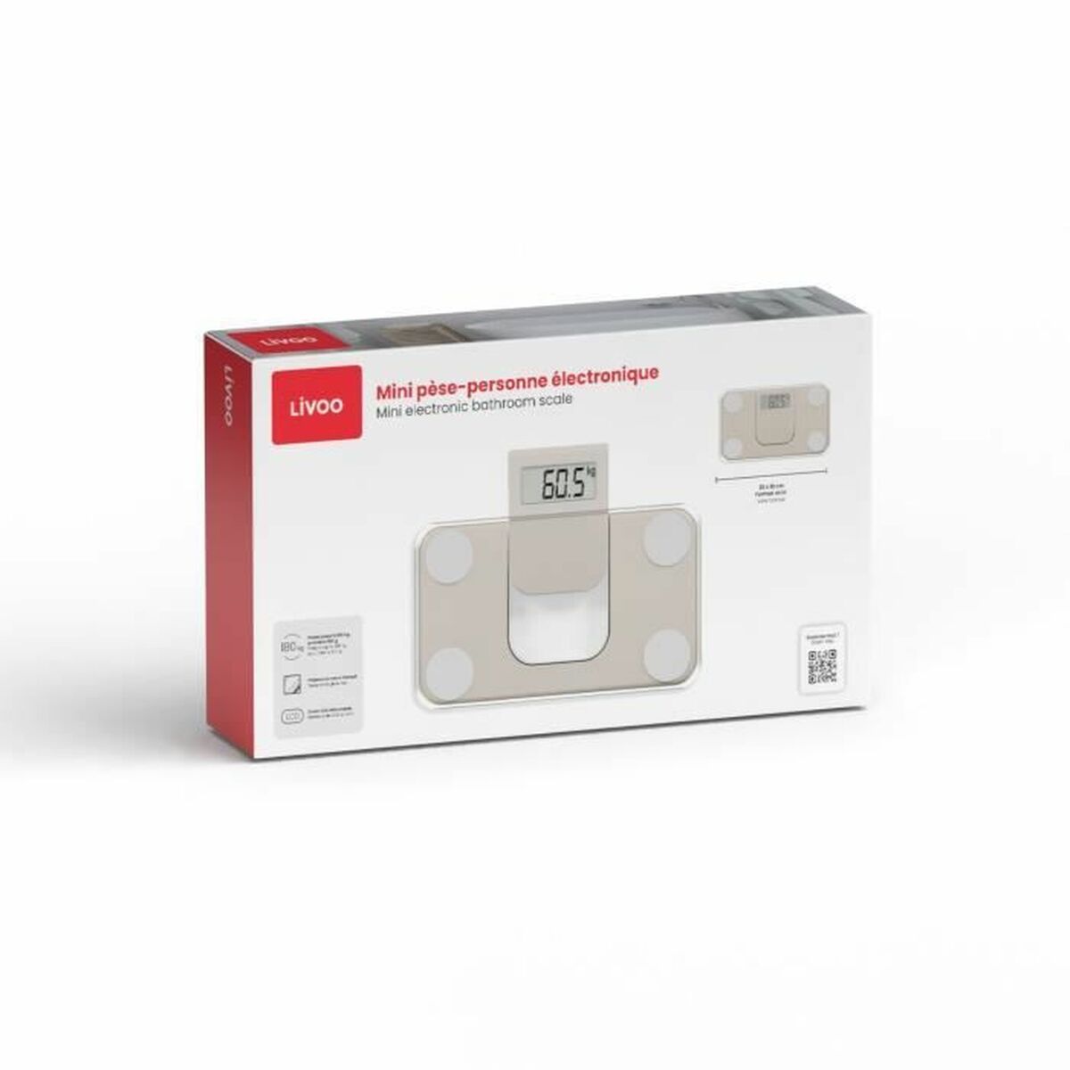 Báscula Digital de Baño Livoo DOM532C Crema Cristal Templado 180 kg