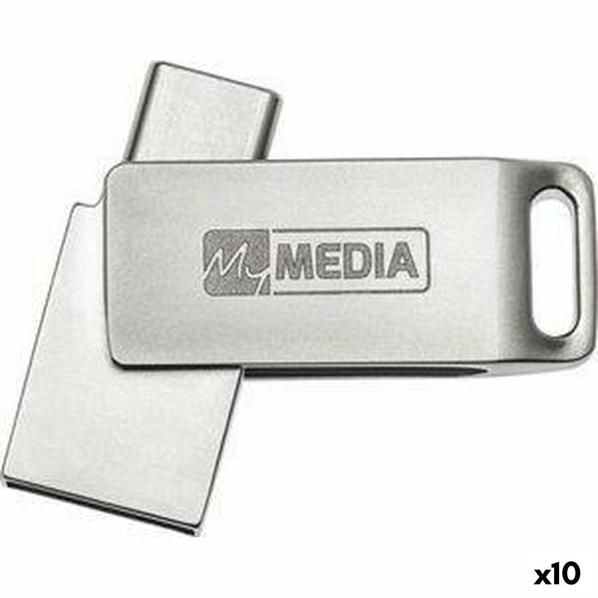 Memoria USB MyMedia HIGH SPEED DUAL Plateado 128 GB (10 Unidades)