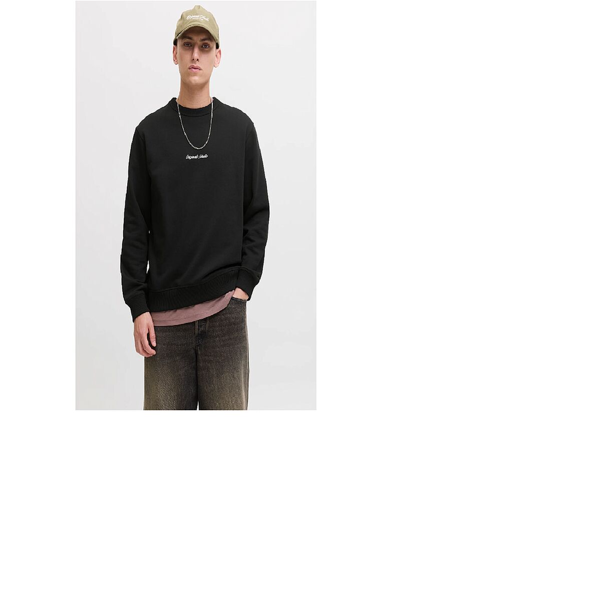 Sudadera sin Capucha Hombre Jack & Jones JORNORREBRO EMB SWEAT CREW NOOS 12282893 Negro
