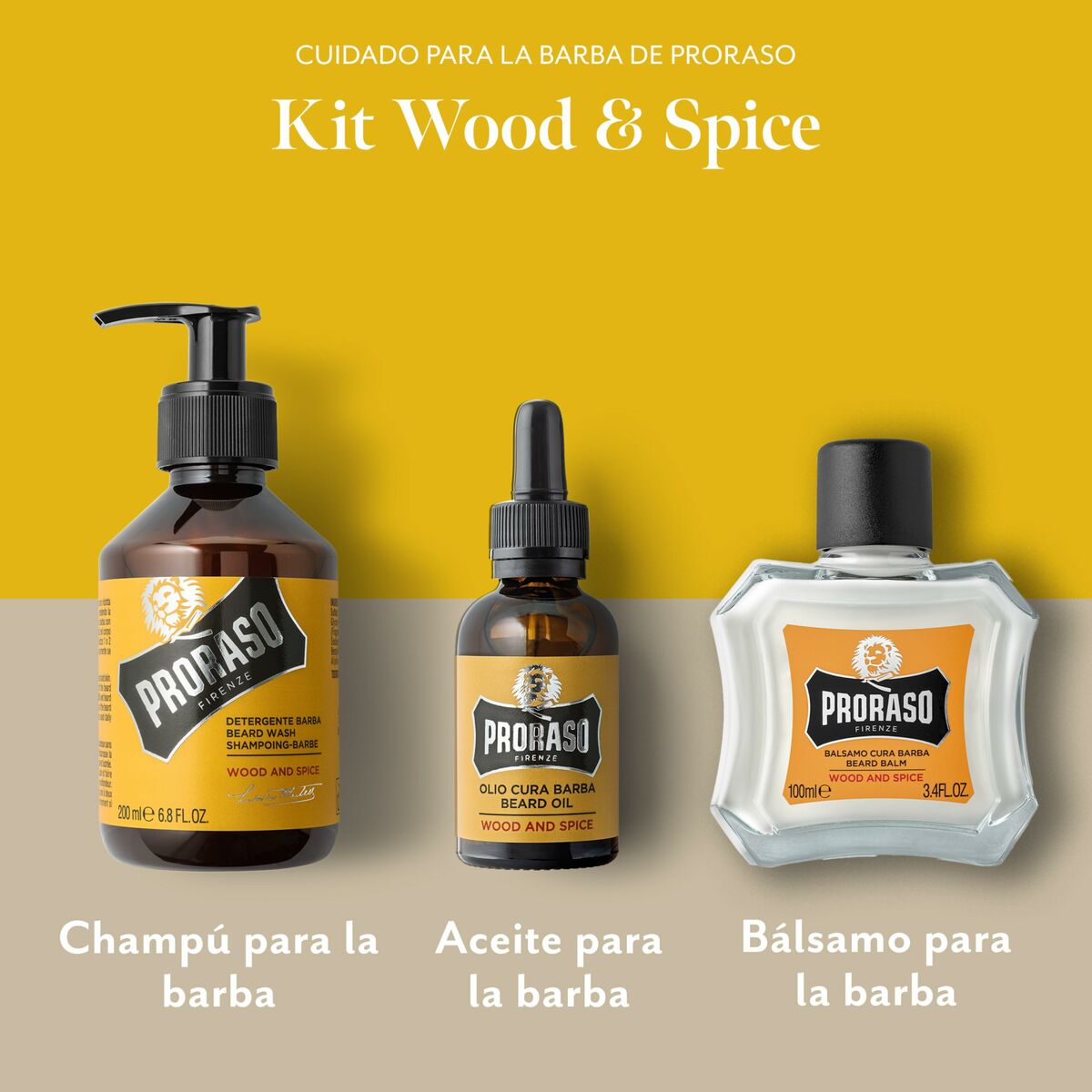 Set para Cuidado de la Barba Proraso Wood & Spice 3 Piezas