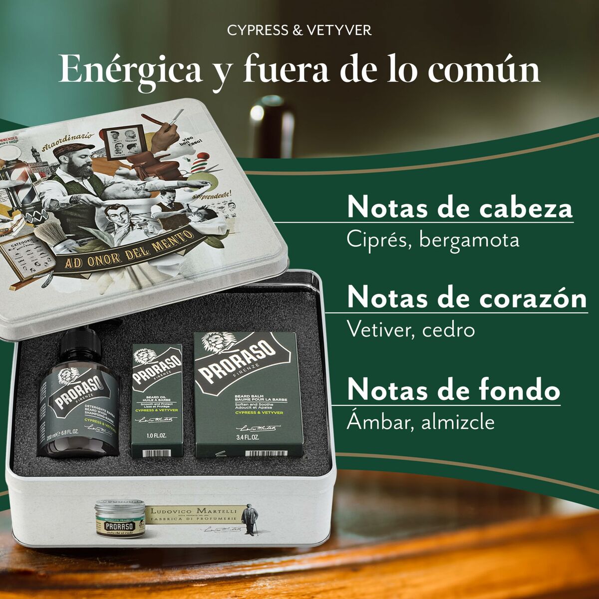 Set para Cuidado de la Barba Proraso Cypress & Vetyver 3 Piezas