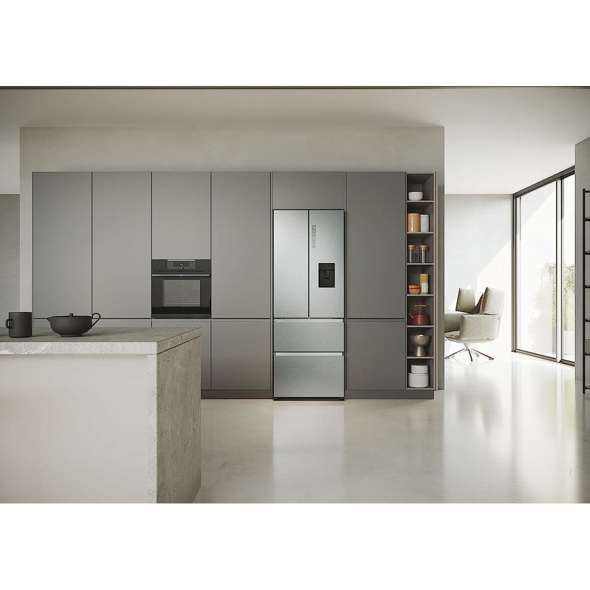 Frigorífico combinado Haier HFR5719EWMG 190 Plateado