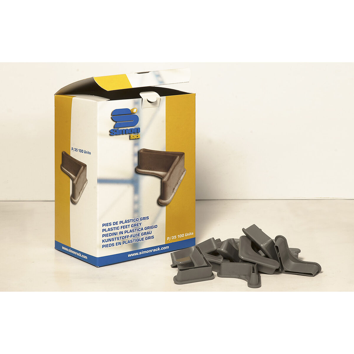 Pies Simon Rack Gris ABS Cuadrada (100 Unidades)