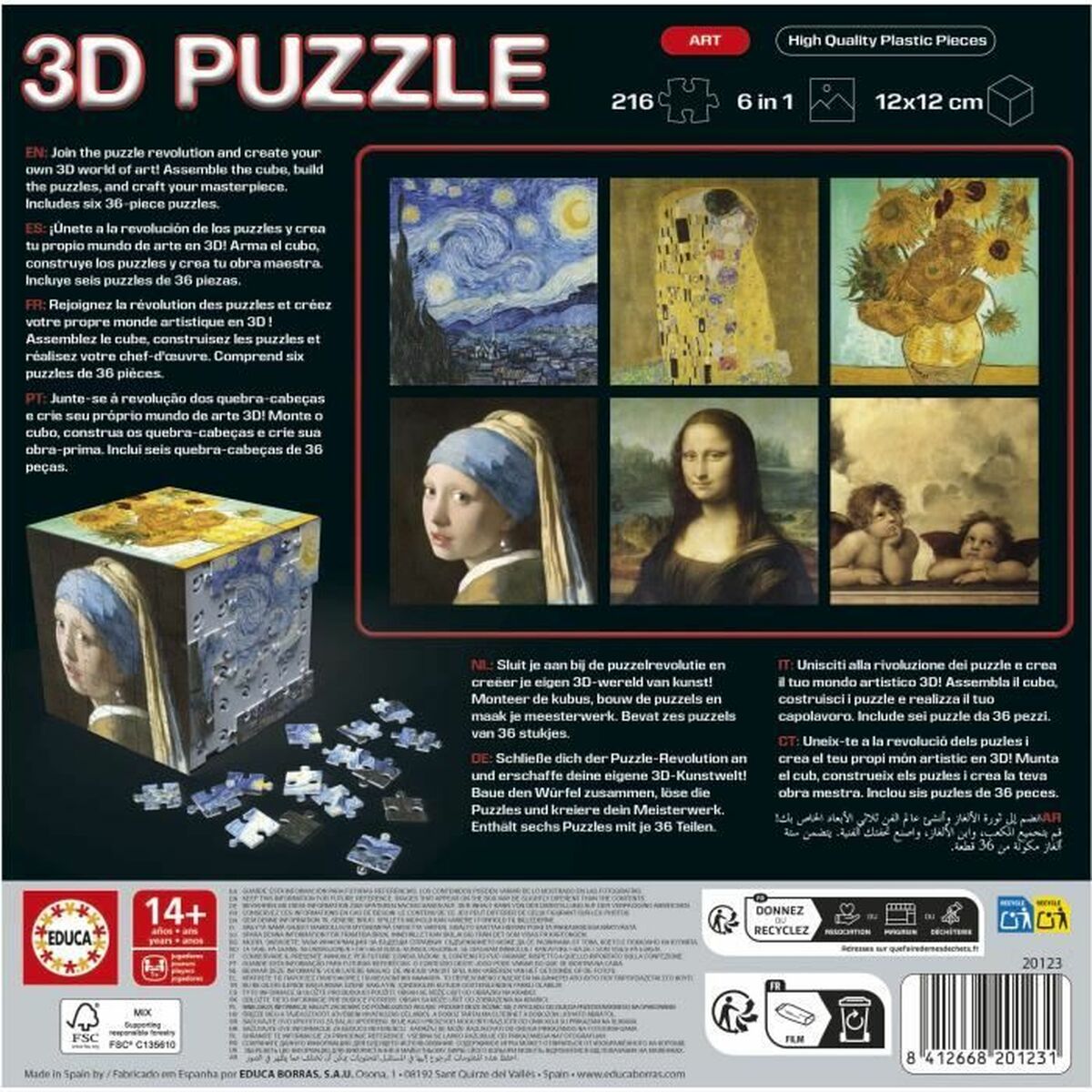 Puzzle Educa Arte en Cubo 36 Piezas 216 Piezas (6 Unidades)