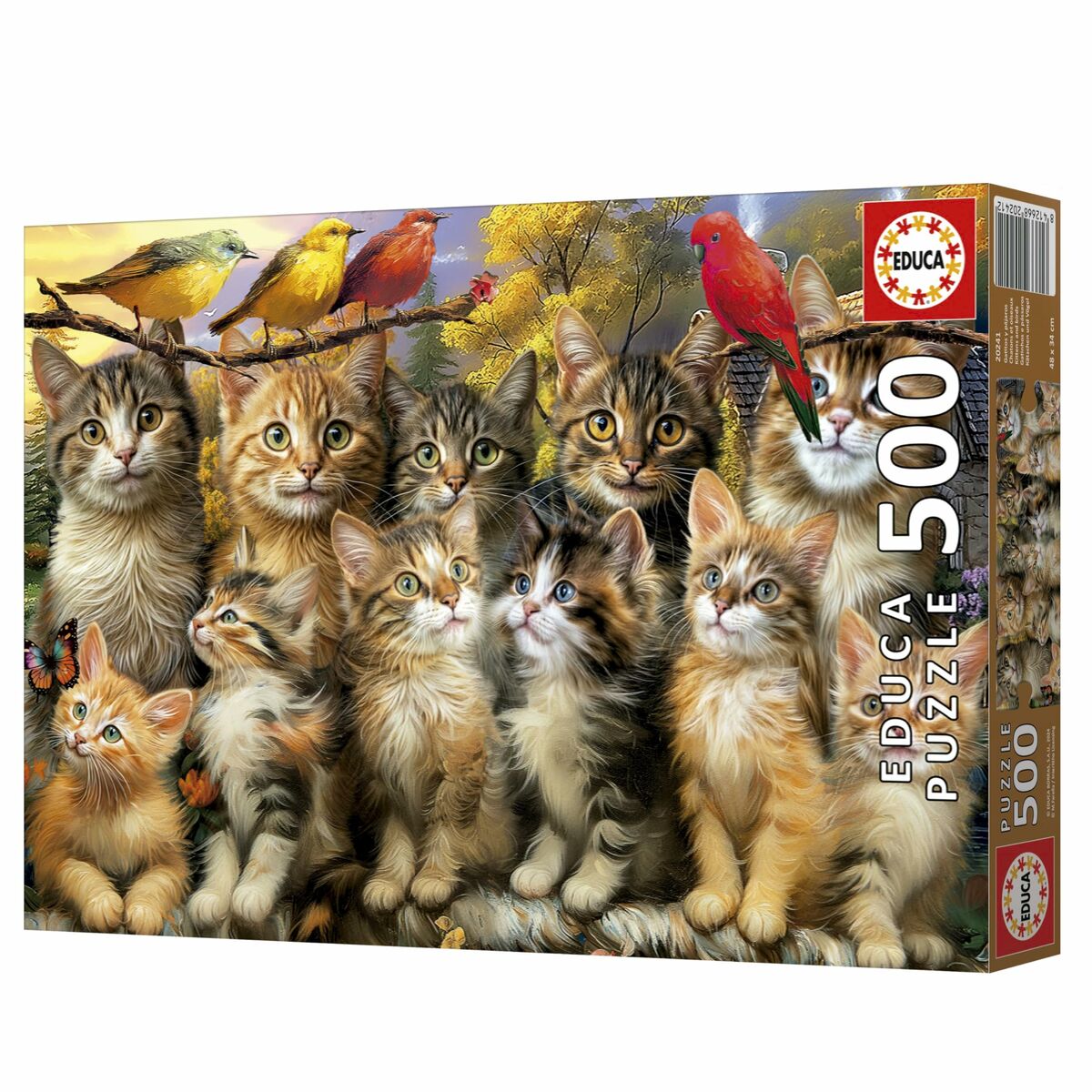 Puzzle Educa Gatitos y Pájaros 500 Piezas