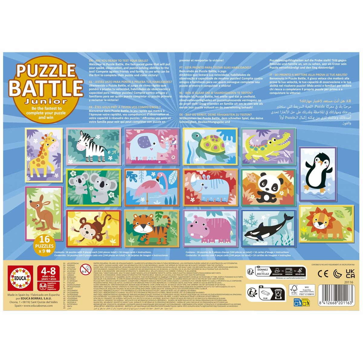 Puzzle Educa Battle Jr Animales 144 Piezas
