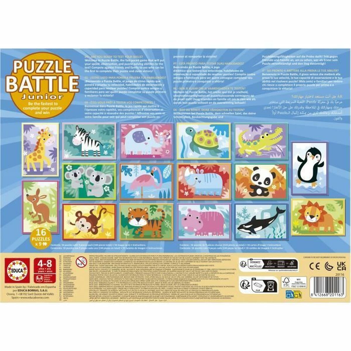 Puzzle Educa Battle Jr Animales 144 Piezas