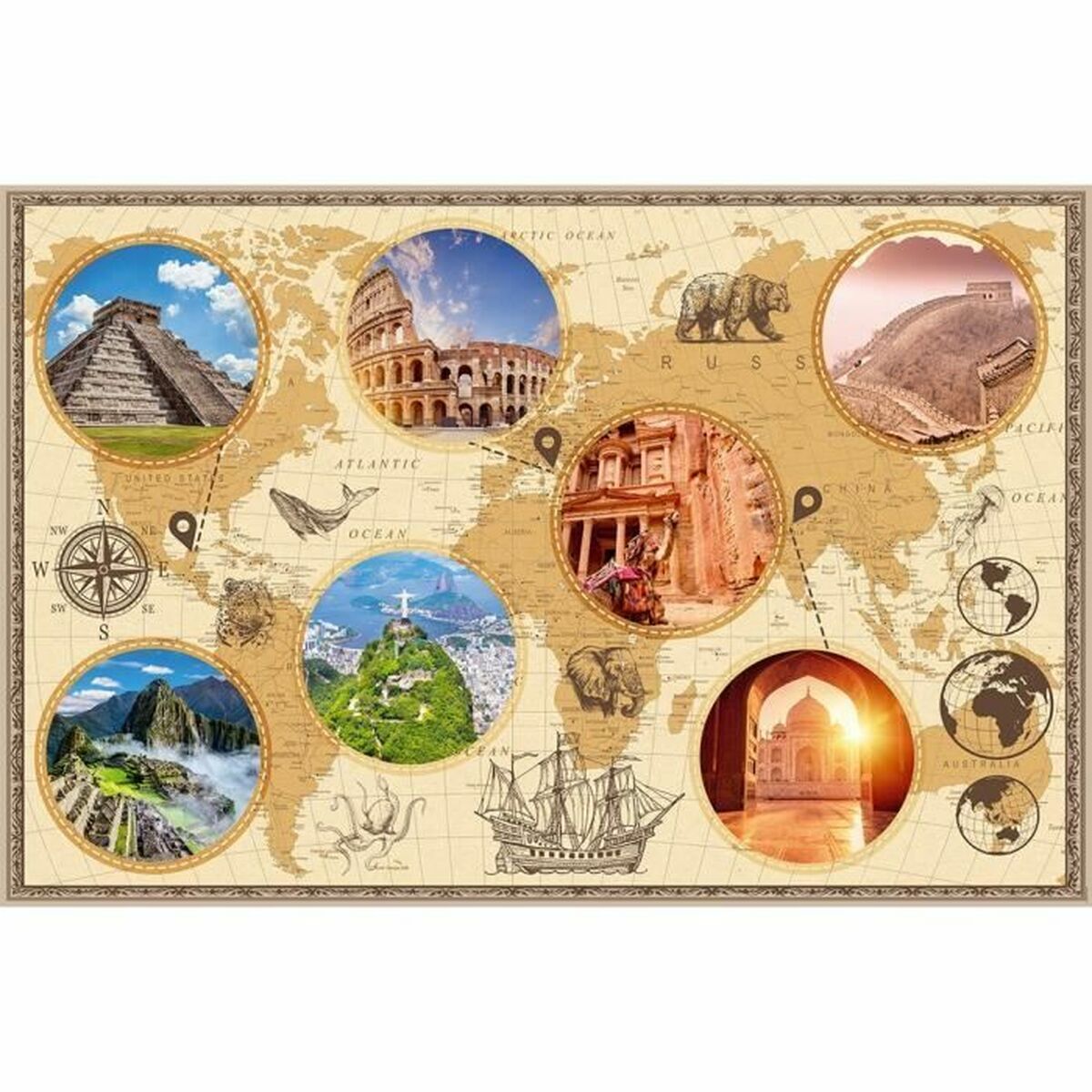 Puzzle Nathan merveilles du monde moderne 3000 Piezas