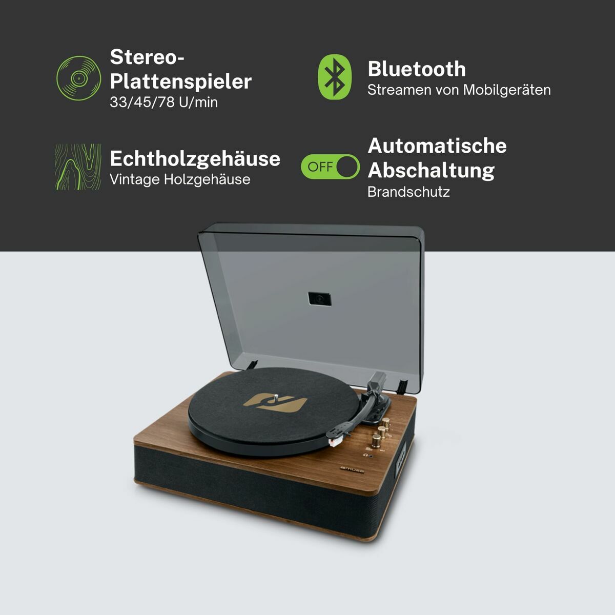 Tocadiscos Muse MT106BT Madera