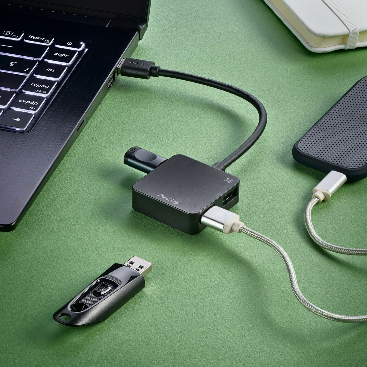 Hub USB NGS IHUB3.0TINY Negro