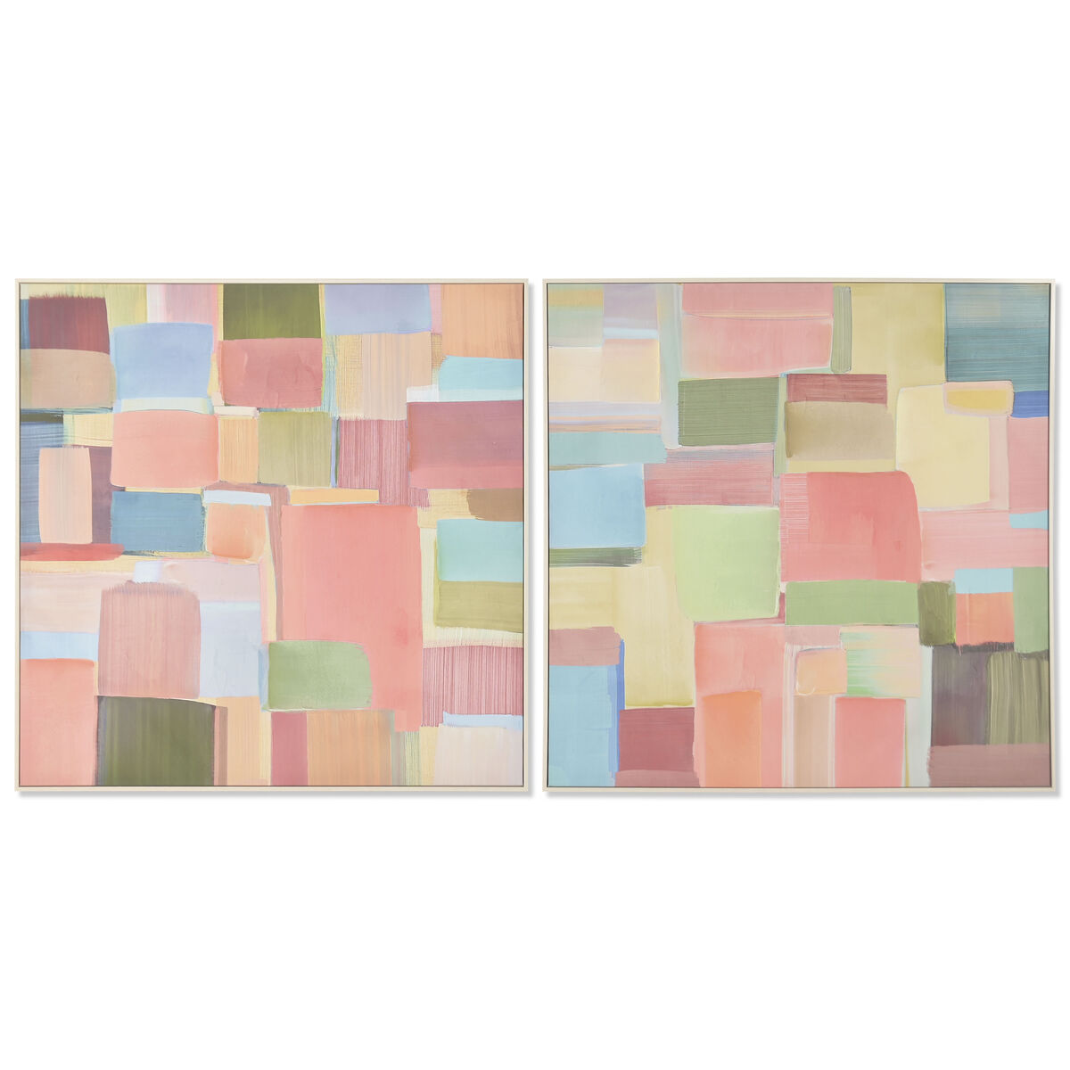 Lienzo Home ESPRIT Abstracto Urbano 102,5 x 3,5 x 102,5 cm (2 Unidades)