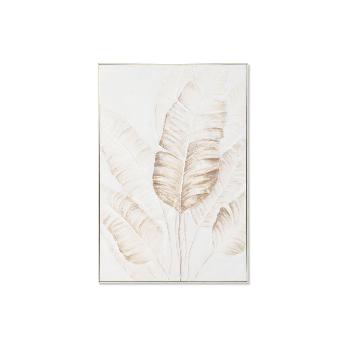 Lienzo Home ESPRIT Blanco Beige Hojas Escandinavo 102,5 X 5,5 X 152,5 CM