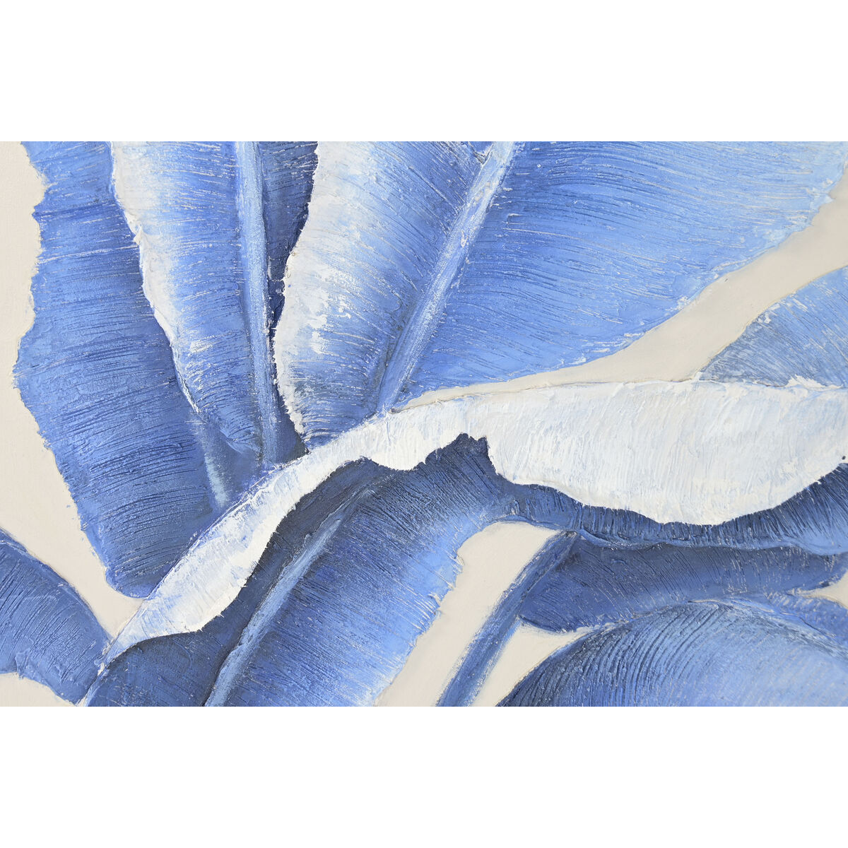 Lienzo Home ESPRIT Azul Blanco Hojas Tropical 82,5 x 4,5 x 122,5 cm (2 Unidades)