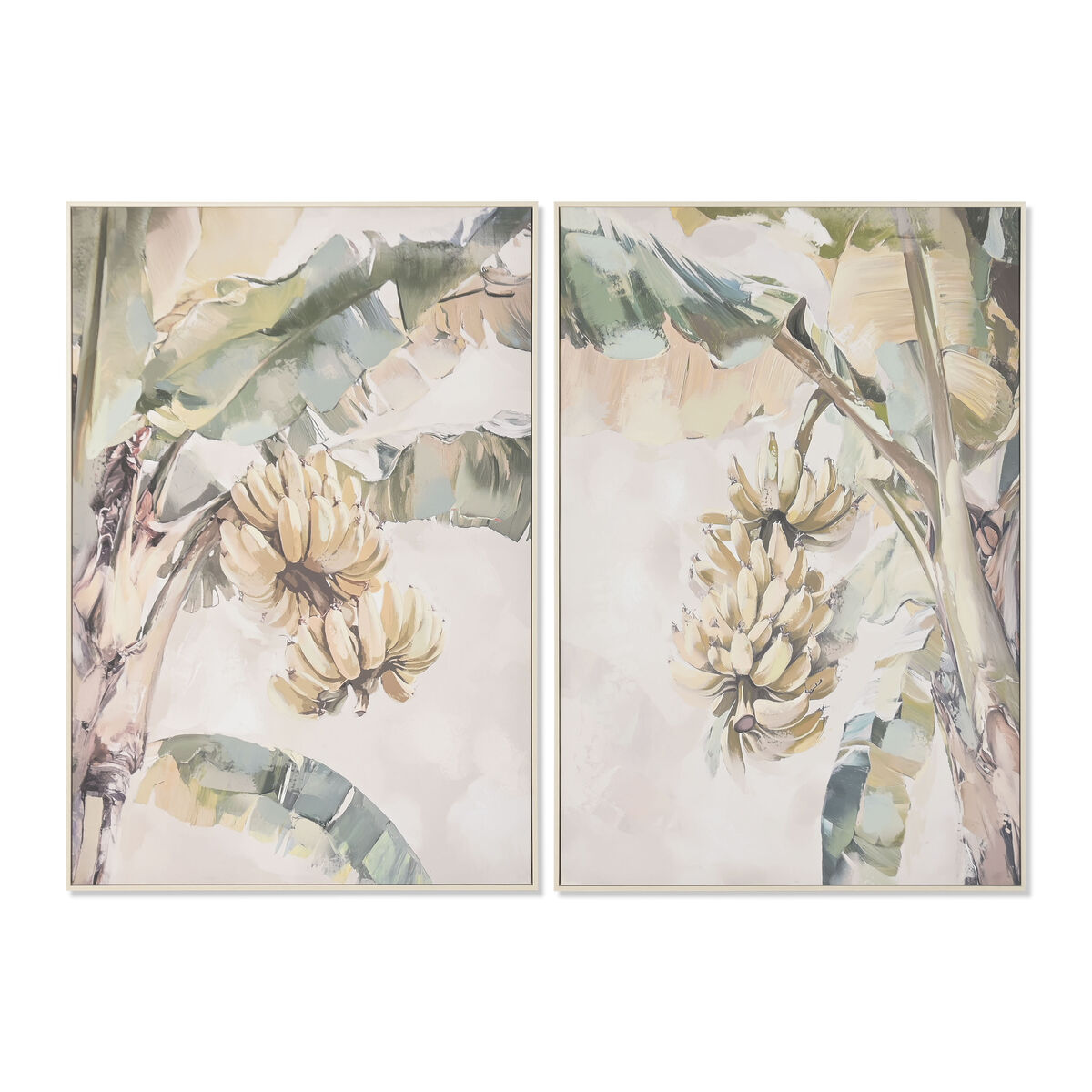 Lienzo Home ESPRIT Amarillo Verde Tropical 82,5 x 3,5 x 122,5 cm (2 Unidades)