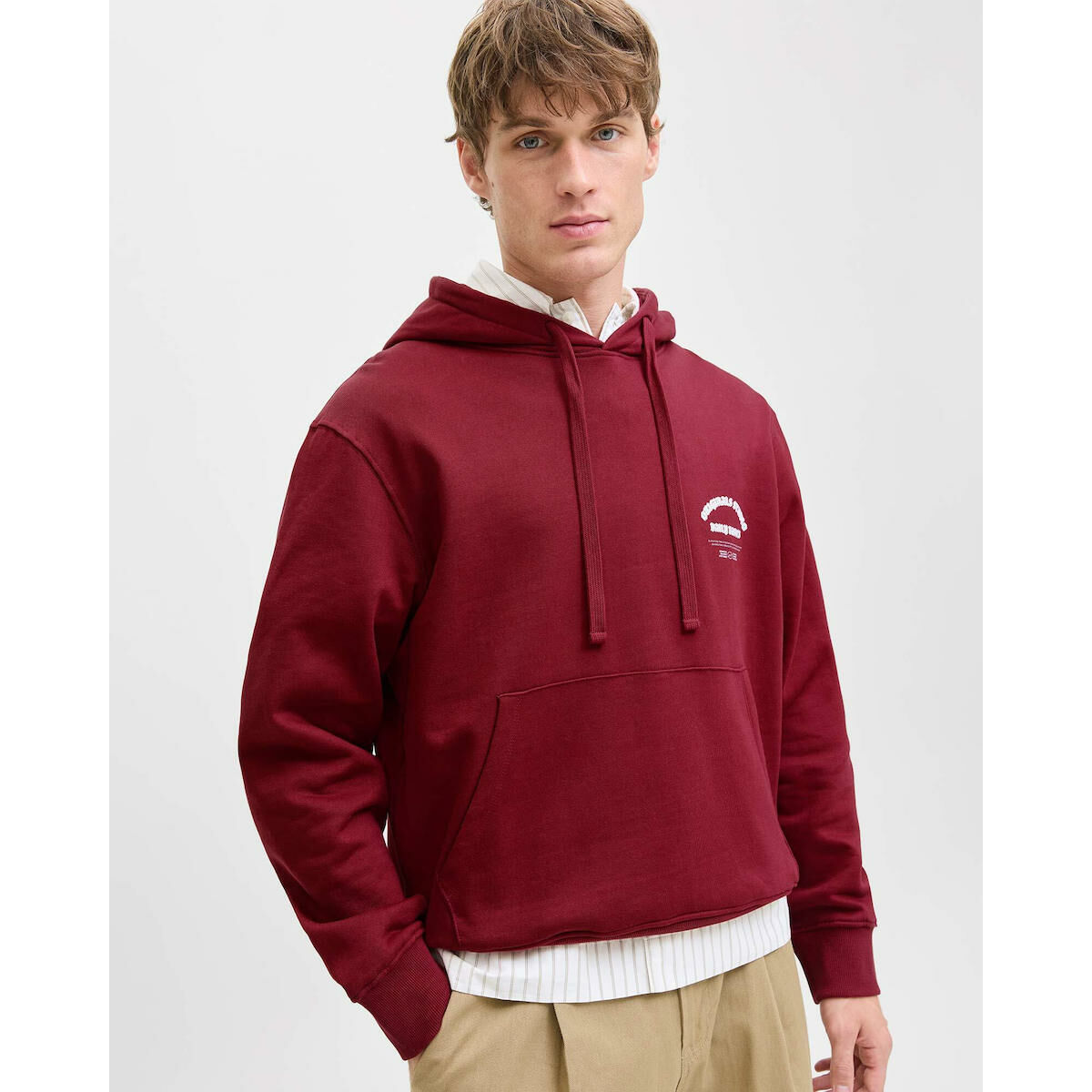 Sudadera con Capucha Hombre Jack & Jones JORMEADOWS SWEAT HOOD 12283868 Granate