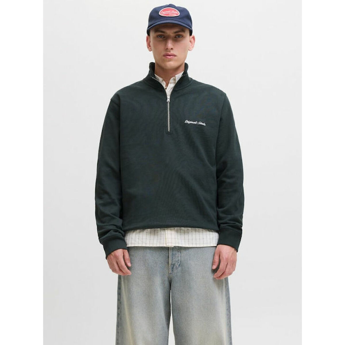 Sudadera sin Capucha Hombre Jack & Jones JORNORREBRO EMB SWEAT HIGH NECK SN 12282899 Negro