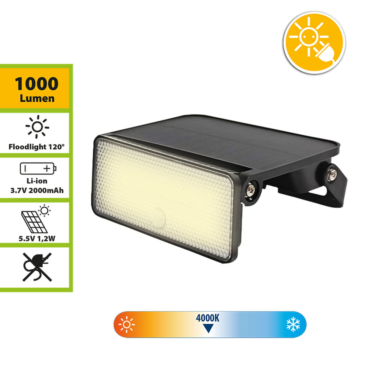 Lámpara solar Velamp MAYA 12 W 4000 K 1600 lm Blanco